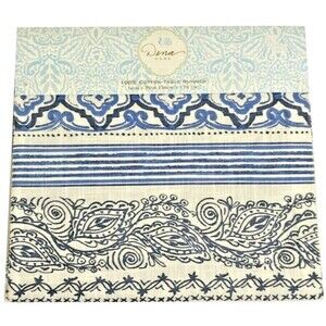 Dena Home Paisley Table Runner Reversible Navy Blue 100% Cotton 14X70"